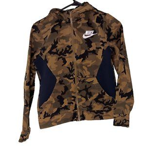 Nike Hoodie Boys M (10/12) Camo Camouflage Brown Full Zip Sweatshirt